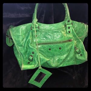 Balenciaga green classic Moto bag 100% Authentic